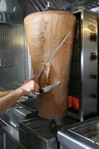 A kebab, possibly at night, possibly not
