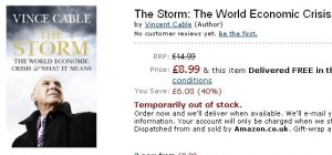 Vince Cable's book has sold out Vince Cable's book has sold out