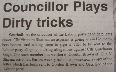Ealing Southall: Virendra Sharma accused of dirty tricks
