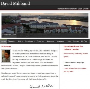 Screenshot of David Miliband's personal website