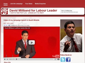 Holding page for David Milband's campaign website