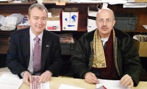 Tim Farron and Paul Walter in Oldham