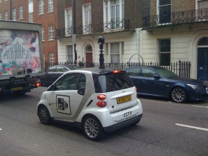 Smart car with CCTV logo