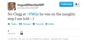 Angus MacNeil Clegg on naughty step tweet