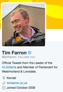 Farron Twitter profile