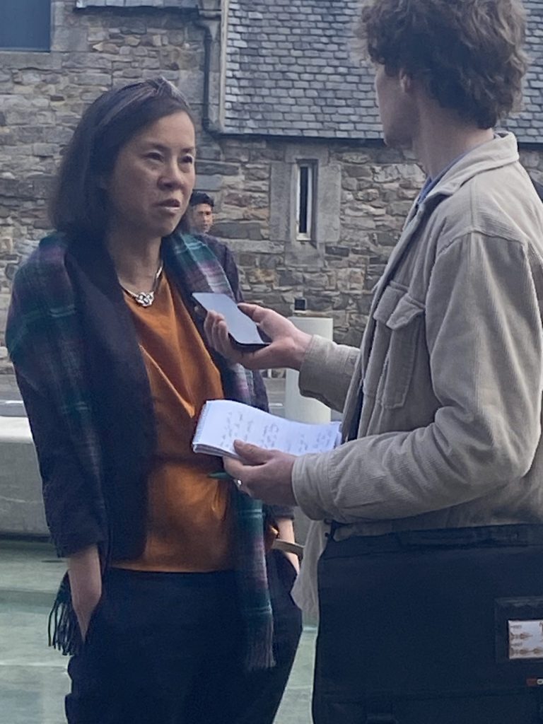 Yi-Pei Chou Turvey being interviewed